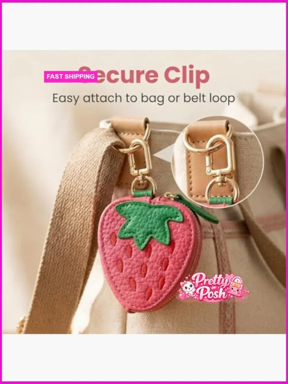 Faux Leather Coin Purse Keychain with Zipper Mini Bag Charm
